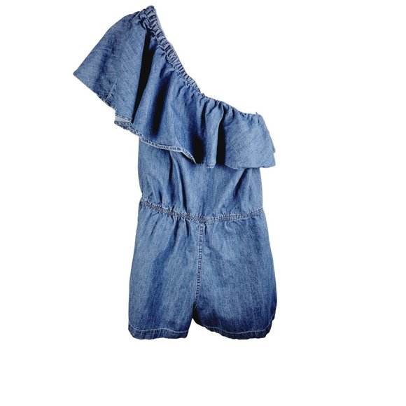 GAP denim romper ruffle small - Picture 1 of 6